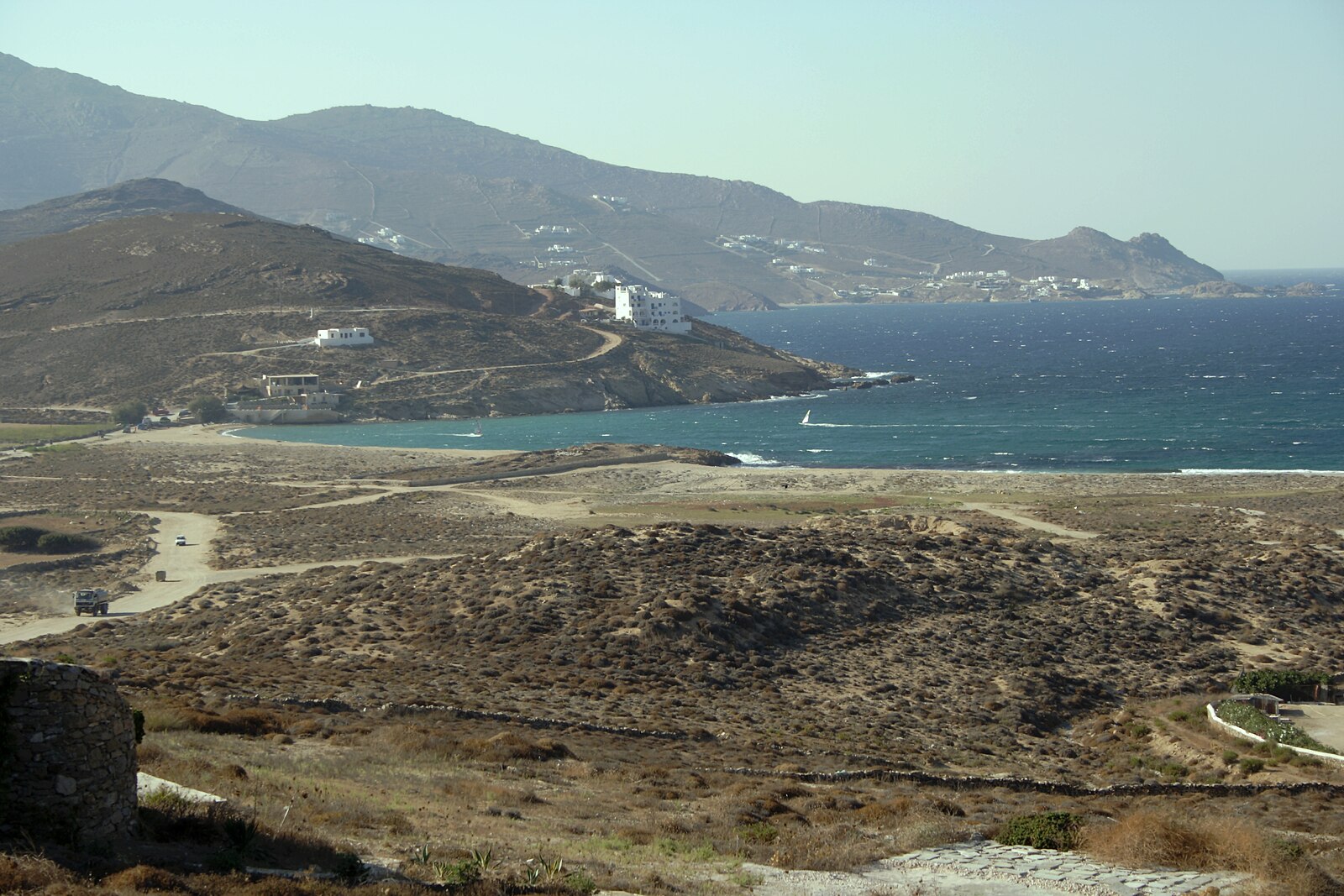 Ftelia Bay on the north coast of Mykonos