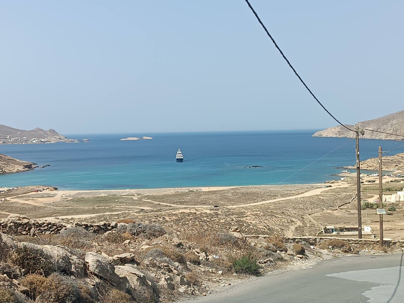 Ftelia Bay on the north coast of Mykonos from the road viewpoint